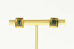 14K 1.80 Ctw Natural Emerald Squared Stud Earrings Yellow Gold