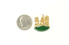 Load image into Gallery viewer, 14K See Hear Speak No Evil Monkey Chrysoprase Charm/Pendant Yellow Gold