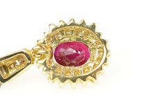 Load image into Gallery viewer, 14K 1.79 Ctw Oval Ruby Diamond Halo Statement Pendant Yellow Gold