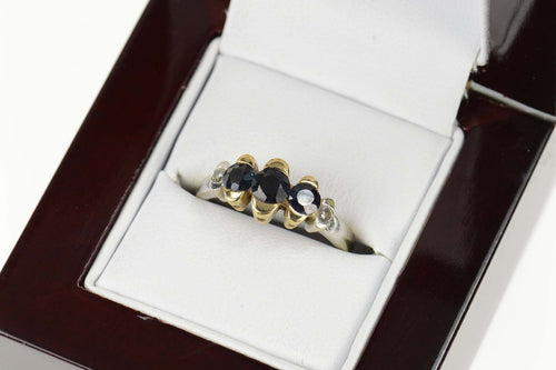 14K Natural Sapphire Diamond Engagement Ring Size 7 Yellow Gold