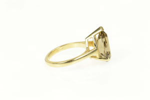 14K Pear Smoky Quartz Solitaire Cocktail Ring Size 5.75 Yellow Gold