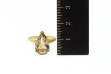 Load image into Gallery viewer, 14K Pear Smoky Quartz Solitaire Cocktail Ring Size 5.75 Yellow Gold
