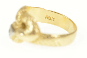 14K Diamond Ruby Eyed Snake Serpent Statement Ring Size 8.75 Yellow Gold