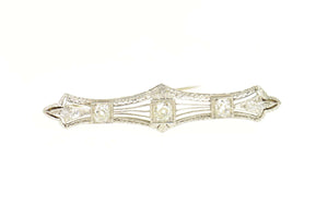 Platinum 1.17 Ctw Old European Cut Diamond Victorian Pin/Brooch