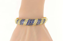 Load image into Gallery viewer, 18K 17.90 Ctw Sapphire Diamond Pave Bangle Bracelet 7.25&quot; Yellow Gold