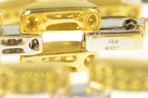 18K 12.45 Ctw Citrine & Diamond Pave Bar Chain Bracelet 7.5" Yellow Gold
