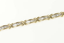 Load image into Gallery viewer, 14K 3.00 Ctw Baguette Diamond Bar Link Tennis Bracelet 7&quot; Yellow Gold