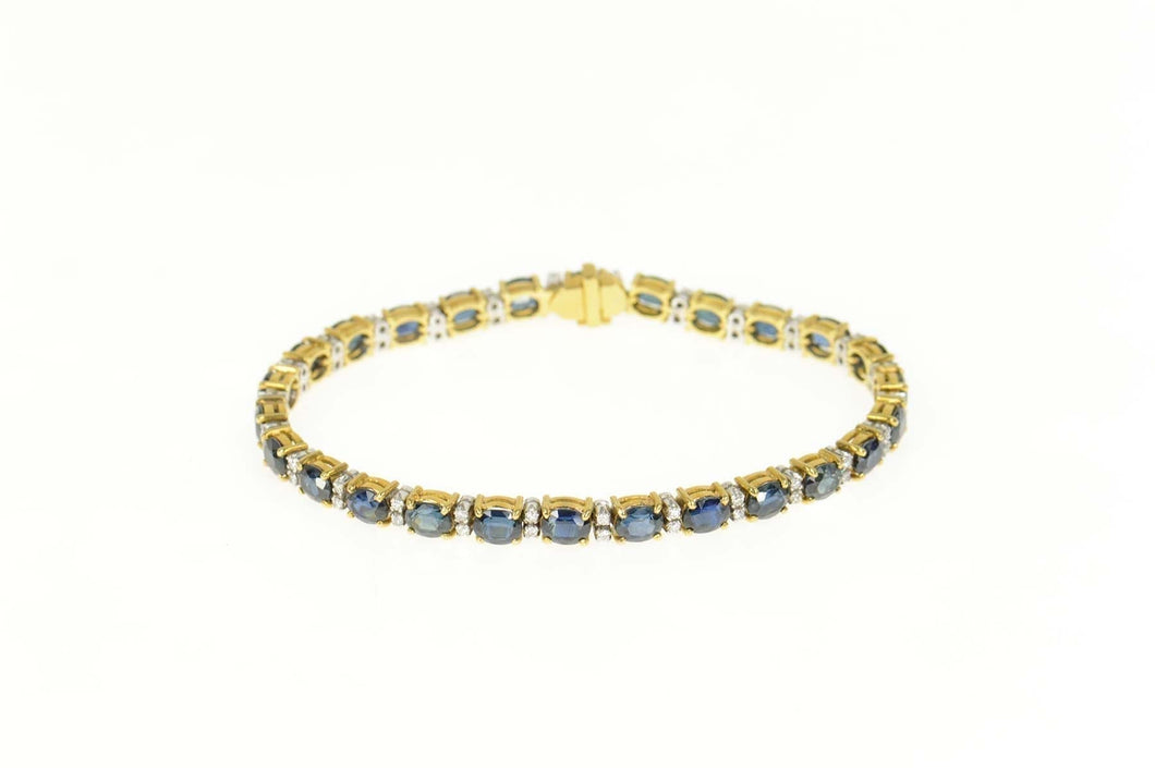 18K 11.67 Ctw Natural Sapphire Diamond Tennis Bracelet 7