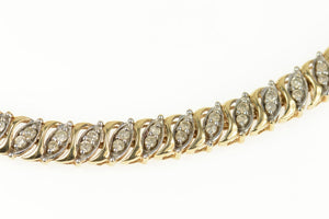 10K 1.85 Ctw Diamond Wavy Cluster Tennis Bracelet 7" Yellow Gold