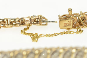 10K 1.85 Ctw Diamond Wavy Cluster Tennis Bracelet 7" Yellow Gold