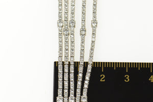 18K 9.10 Ctw Layered Diamond Five Tiered Tennis Bracelet 7.25" White Gold