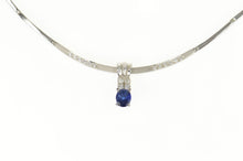 Load image into Gallery viewer, 18K 1.00 Ctw Oval Sapphire Diamond Bar Link Necklace 16.5&quot; White Gold