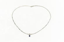 Load image into Gallery viewer, 18K 1.00 Ctw Oval Sapphire Diamond Bar Link Necklace 16.5&quot; White Gold