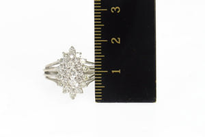 14K 0.94 Ctw Diamond Retro Cluster Statement Ring Size 5.5 White Gold