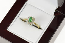 Load image into Gallery viewer, 14K 0.40 Ctw Emerald Diamond Halo Engagement Ring Size 7 Yellow Gold