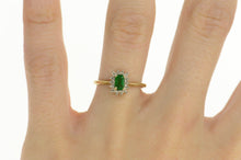 Load image into Gallery viewer, 14K 0.40 Ctw Emerald Diamond Halo Engagement Ring Size 7 Yellow Gold