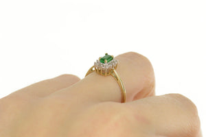 14K 0.40 Ctw Emerald Diamond Halo Engagement Ring Size 7 Yellow Gold