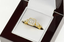 Load image into Gallery viewer, 18K 0.36 Ctw Pave Diamond Halo Engagement Ring Size 6 Yellow Gold