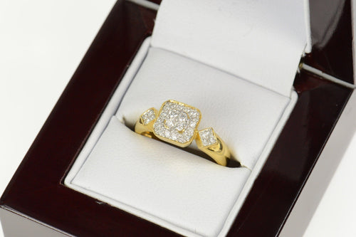 18K 0.36 Ctw Pave Diamond Halo Engagement Ring Size 6 Yellow Gold