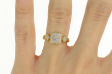 Load image into Gallery viewer, 18K 0.36 Ctw Pave Diamond Halo Engagement Ring Size 6 Yellow Gold