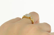 Load image into Gallery viewer, 18K 0.36 Ctw Pave Diamond Halo Engagement Ring Size 6 Yellow Gold