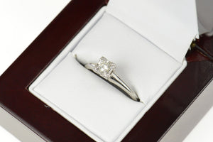 14K 0.16 Ct 1940's Diamond Solitaire Engagement Ring Size 7.5 White Gold