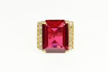 Load image into Gallery viewer, 14K 15.42 Ctw Emerald Syn. Ruby Diamond Cocktail Ring Size 7.25 Yellow Gold
