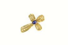 Load image into Gallery viewer, 10K Cross Natural Sapphire Dot Embellished Loop Pendant Yellow Gold