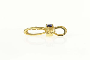 10K Cross Natural Sapphire Dot Embellished Loop Pendant Yellow Gold