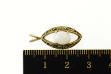 Load image into Gallery viewer, 14K Natural Opal Ornate Scroll Filigree Navette Pendant Yellow Gold