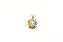 Load image into Gallery viewer, 14K Blue Topaz Amethyst Citrine Garnet Halo Pendant Yellow Gold