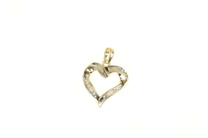 10K 0.25 Ctw Baguette Diamond Heart Love Pendant Yellow Gold