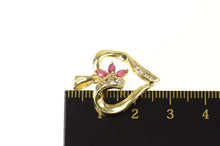 Load image into Gallery viewer, 14K Marquise Ruby Diamond Curvy Heart Love Pendant Yellow Gold