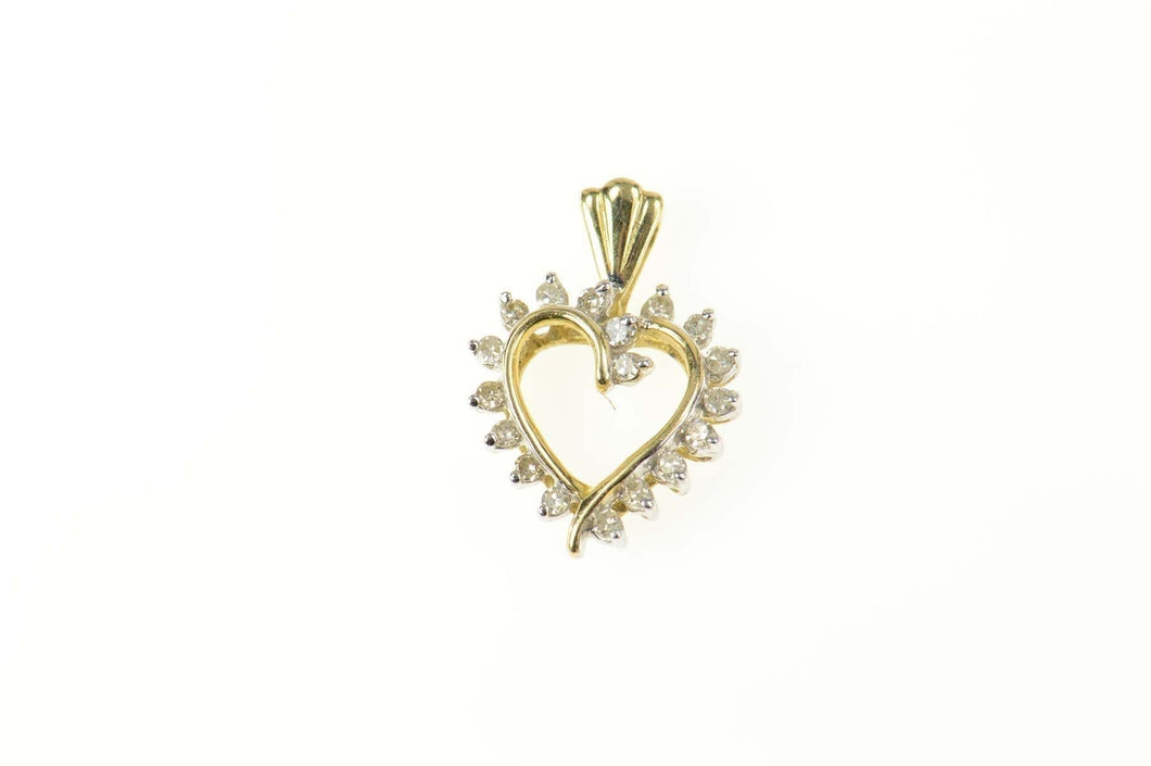 14K 0.25 Ctw Diamond Heart Love Symbol Pendant Yellow Gold