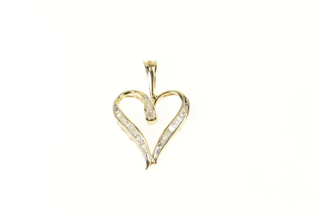 10K Baguette Diamond Love Symbol Classic Pendant Yellow Gold