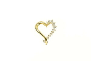 14K Diamond Curvy Heart Love Symbol Pendant Yellow Gold