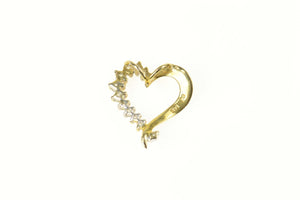 14K Diamond Curvy Heart Love Symbol Pendant Yellow Gold