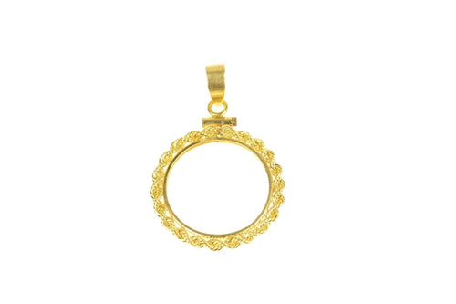 14K Gold $2.50 Quarter Eagle Rope Coin Holder Charm/Pendant Yellow Gold