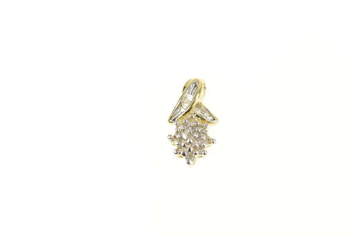 10K Round Diamond Cluster Classic Simple Pendant Yellow Gold