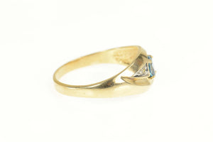 10K Blue Topaz Men's Diamond Accent Statement Ring Size 15.5 Yellow Gold