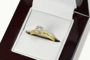 14K 1940's Diamond Solitaire Promise Engagement Ring Size 6.5 Yellow Gold