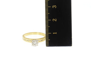 14K 1940's Diamond Solitaire Promise Engagement Ring Size 6.5 Yellow Gold