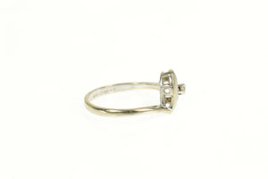 10K Retro Diamond Heart Bypass Promise Ring Size 5.5 White Gold