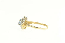 Load image into Gallery viewer, 14K Oval Blue Topaz Diamond Cluster Bypass Ring Size 9.5 Yellow Gold
