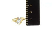 Load image into Gallery viewer, 14K Oval Blue Topaz Diamond Cluster Bypass Ring Size 9.5 Yellow Gold
