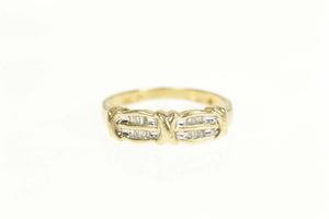 10K 0.20 Ctw Baguette Diamond Tiered Statement Ring Size 6.5 Yellow Gold