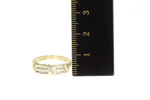 10K 0.20 Ctw Baguette Diamond Tiered Statement Ring Size 6.5 Yellow Gold