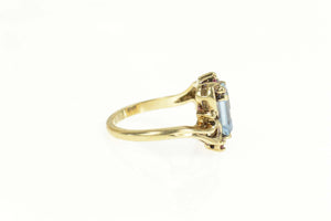 10K Emerald Cut Blue Topaz Synthetic Ruby Bypass Ring Size 6 Yellow Gold