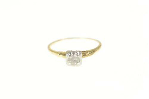 14K 1940's Retro Classic Travel Engagement Ring Size 5 Yellow Gold