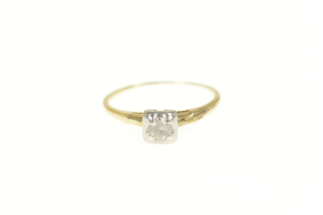 14K 1940's Retro Classic Travel Engagement Ring Size 5 Yellow Gold